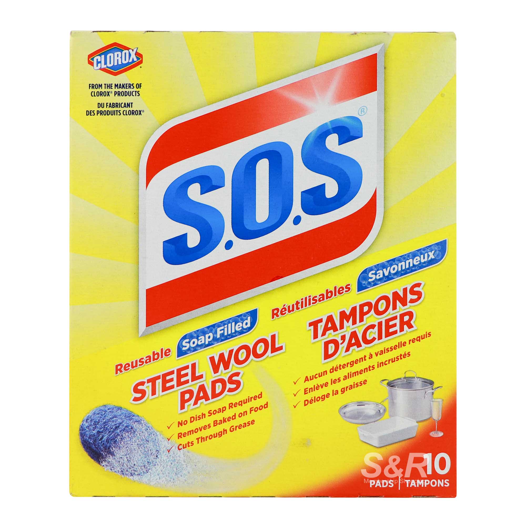 S.O.S Steel Wool Soap Pads 10pcs S.O.S Steel Wool Soap Pads 10pcs